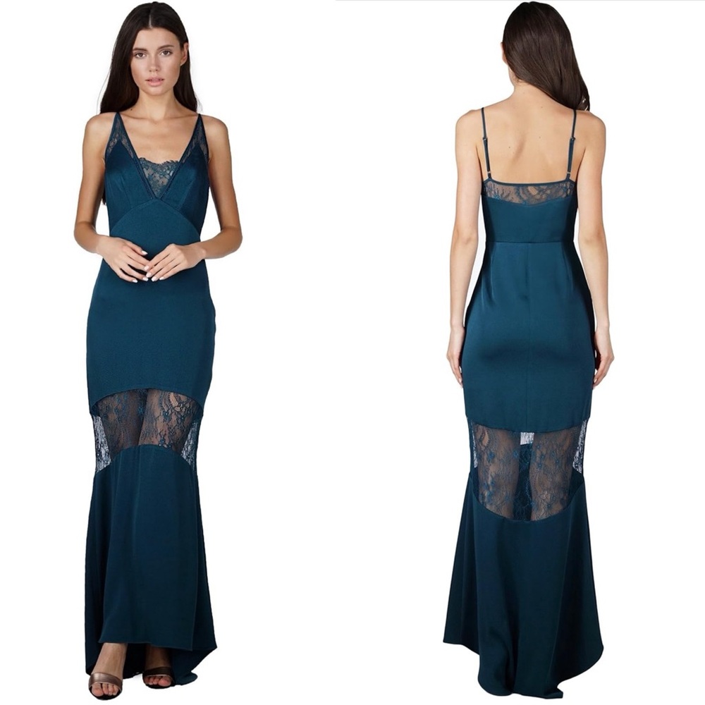 Adelyn Rae “Laila Woven” Maxi Teal Peacock Dress NWT